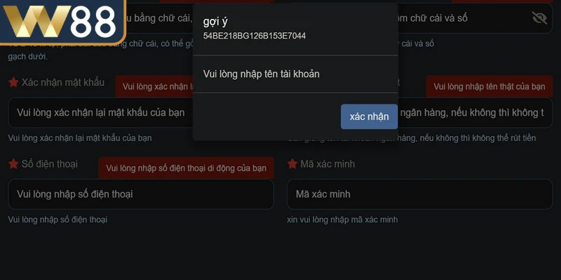 Nguyên nhân phổ biến dẫn đến các lỗi khi đăng ký W88