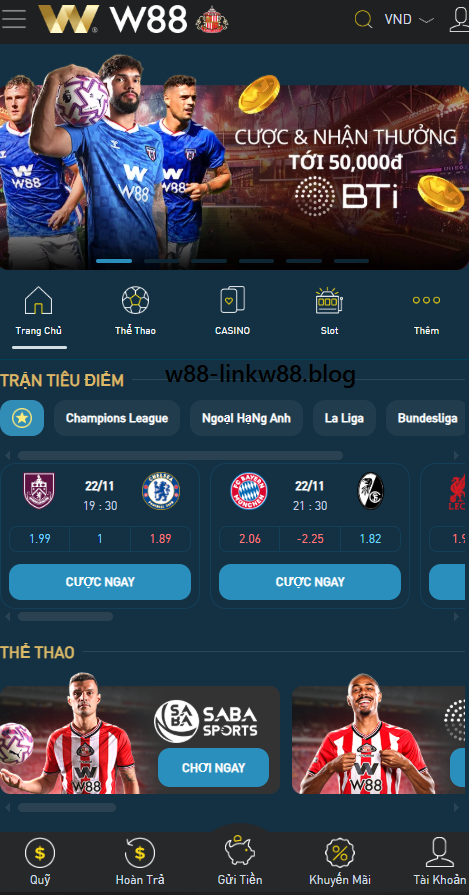 Giao diện ứng dụng W88 Giao diện ứng dụng W88