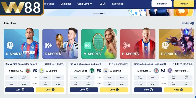 Nhà cái là điểm đến lý tưởng cho các fan thể thao với hàng trăm sự kiện